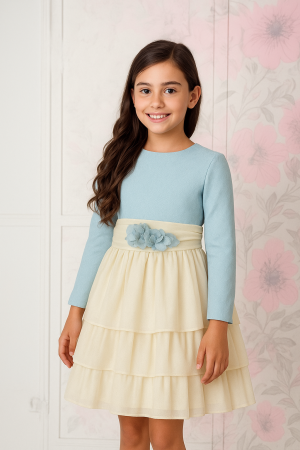 VESTIDO  CEREMONIA NIÑA BICOLOR 